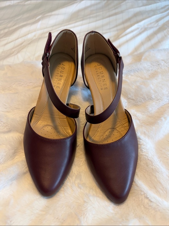 Journee Collection Shoes - Journee Collection burgundy Pointed Toe Ankle Strap Pumps 10 wide